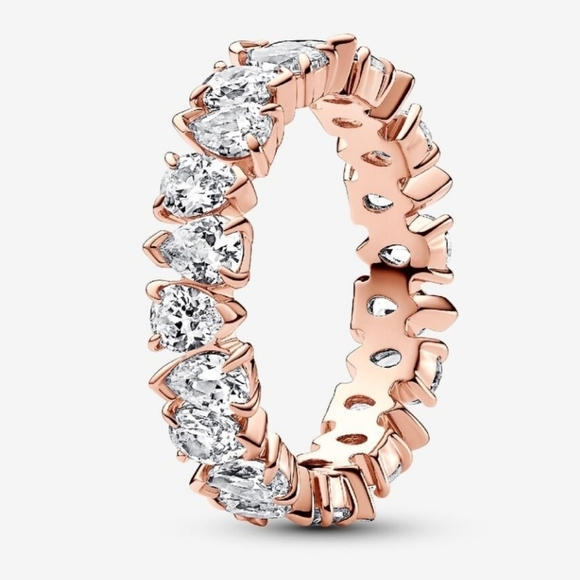 Authentic Pandora Alternating Sparkling Band Ring - Picture 1 of 4